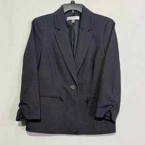 Kasper Womens Charcoal Grey Ruched Sleeve Blazer Suit Jacket Size‎ 8